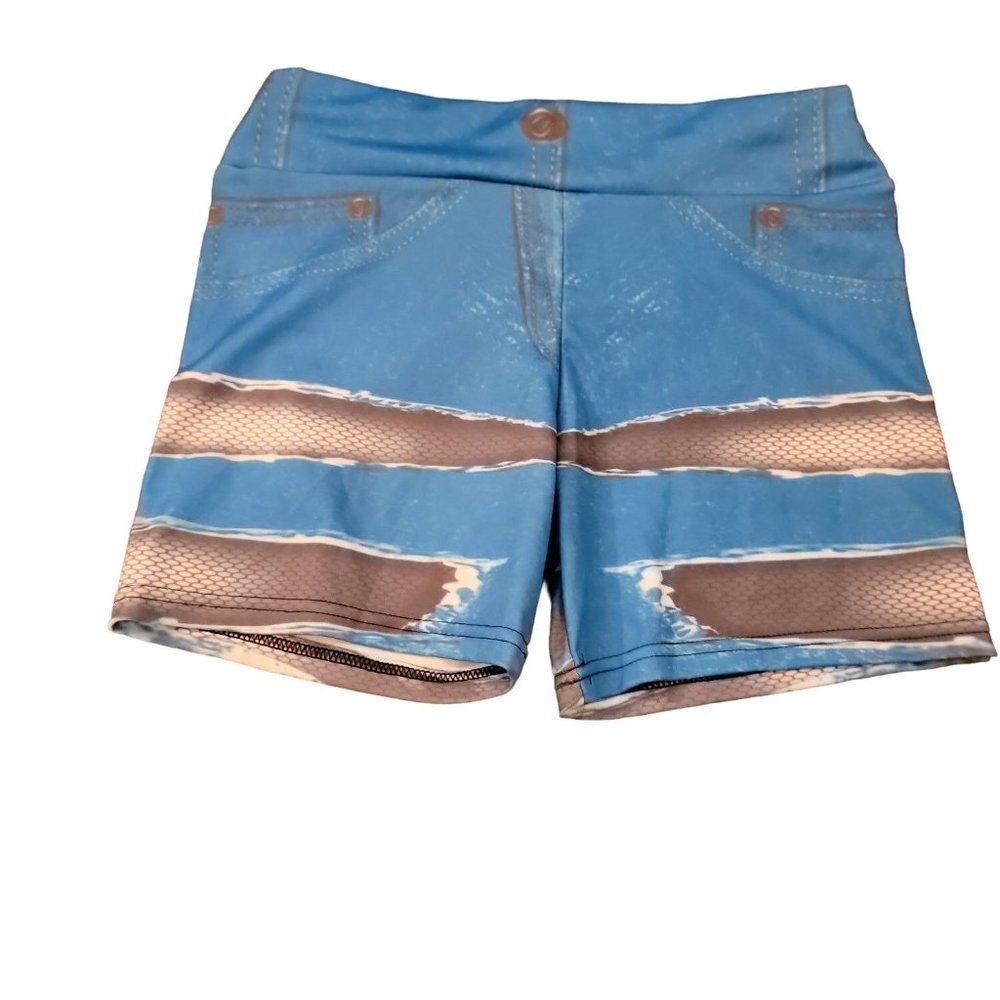 Snapped Style Boutique Womens Blue Elastic Force Summer Pull On Fox Denim Shorts